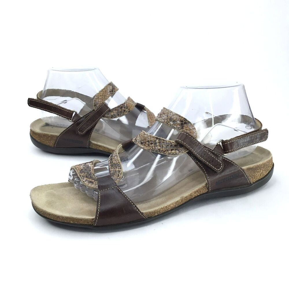 Mephisto Adelie Sandals Womens 41 Brown Snakeskin Printed Leather Cork Cushioned - Picture 15 of 16